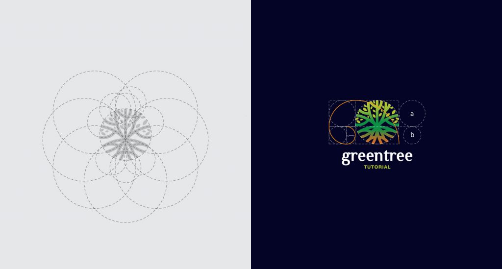 Green Tree Logo Design based on Golden Ratio