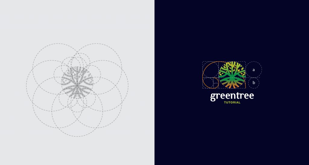 Green Tree Logo Design based on Golden Ratio