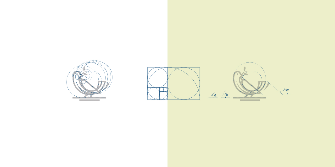 Bird Logo with Golden Ratio Grids