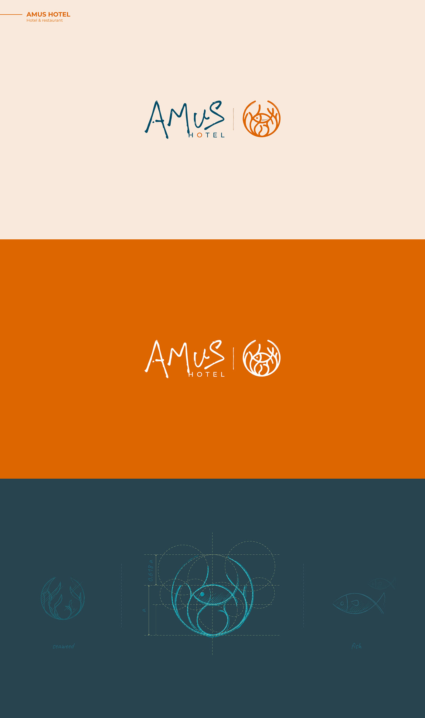 AMUS Hotel - Fish logo design