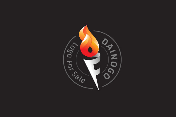 F logo design - Fire Torch Logo for sale - DAINOGO