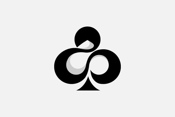 Gambling logo club spade negative space heart logo for sale